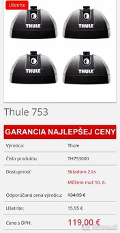 Predám Thule Aero Bar, pätky 753 + kit 3057 - 6