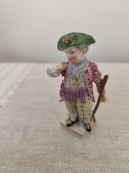 Meissen míšeň chlapec s palicou porcelánová soška - 6
