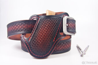 Kožený opasok Handmade + púzdro na nôž - 6