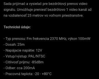 Bezdrôtový prijímač a vysielač pre video prenos - 6