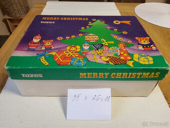 retro vianočné ozdoby, krabica a staniol - 6