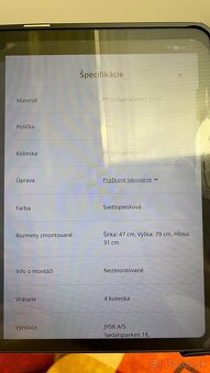 Plechová policka, vozík, na kolieskach Jysk. - 6