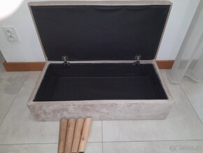 Zamatová lavica s odkladacím priestorom / béžová - 6
