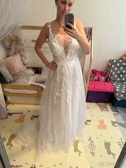 Krasne nové nenosené svadobné biele šaty na ramienka, 36 - 6