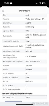 Predne brzdové kotúče pre VW, Škoda, Seat 288mm - 6
