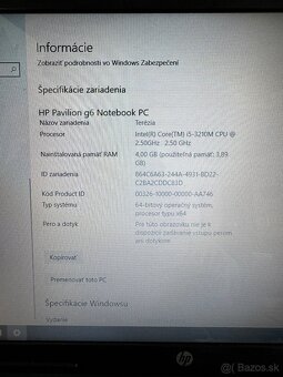 HP pavilion G6, i5, 4GB RAM, 2.50GHz, úložisko 604GB - 6