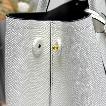 White/Black Prada Double medium Saffiano leather bag - 6