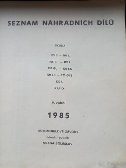 Zoznam nahradnych dielov ŠKODA 105 120 130 RAPID - 6