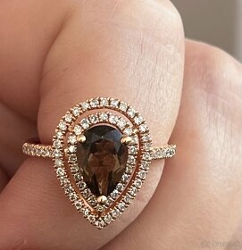 Zlatý prsteň s Quartzom a diamantami - 6