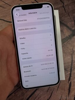 iPhone 12 White 64 batéria 100% top stav - 6