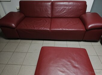 Kožená sedacia súprava s taburetom - ako NOVÁ, TOP STAV - 6