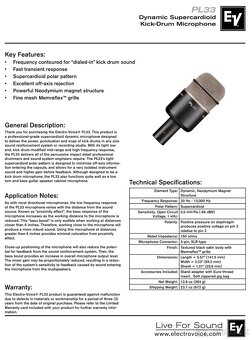 Dynamický mikrofón electro Voice PL33 - 6