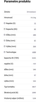 Špičková batéria 12V 62Ah AGM PowerSafe 19,2kg - 6