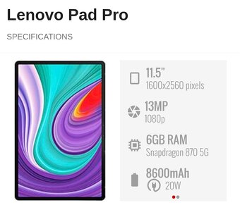 Tablet Lenovo Pad Pro OLED Snapdragon 870 6GB/128GB - 6