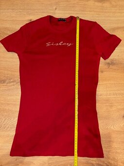 SISLEY - bordové tričko s trblietavým nápisom - 6