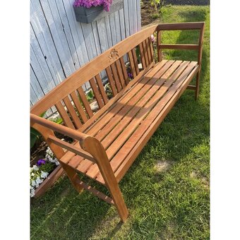 3-miestna drevená lavica s ružou - 6