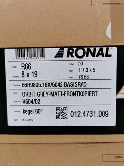 Kia Sportage, Ceed Ronal alu disky R19 5x114,3 8J ET50 1212 - 6