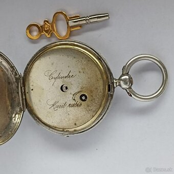 Starožitné STŘÍBRNÉ kapesní hodinky na klíček - klíčovky - 6