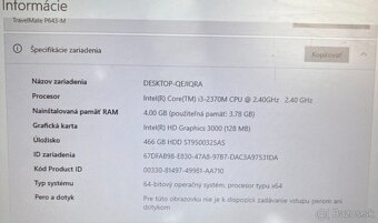 Acer TravelMate / Intel i3-2370M / 4GB RAM / 500GB HDD /14" - 6