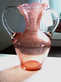 hutné sklo váza Klinger, amfora rosé, dóza Egermann,... - 6