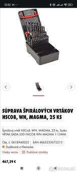 Würth cobaltové vrtáky HsCo8 Magma 1-13mm na titán, hardox - 6