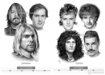 unikátny kreslený kalendár Kultové kapely 2026 - 6