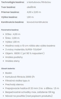 Bazén Intex Prism Frame Rectangular 400 x 200 x 100 cm - 6