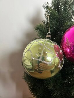 Retro vianočné gule mix 4 farieb 2 vzory, 6ks č.1 - 6