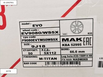 9J R18 5x112 ET50 Mercedes A, B, C, CLA alu disky 1206 - 6