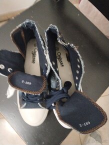 Tenisky riflové plátené, zips, šnúrky, členkové, Dedolez - 6
