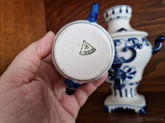 Rezervované Keramický samovar + mini čajník, dekorácia, Gžeľ - 6