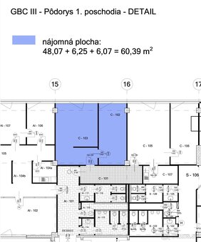Prenájom 2 kancelárii o výmere 60,39m² na Galvaniho ulici v - 6