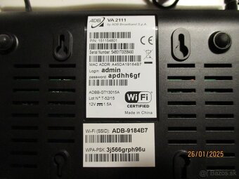 Predám wifi ruter ADB VA 2111, 12V, 1,5A funkčný, čierny - 6