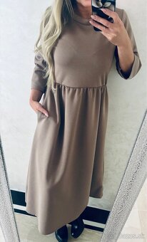 Damske dlhe talianske šaty latte - 6