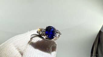 Zafirovy prsteň s diamantami z bieleho zlata 18k - 6