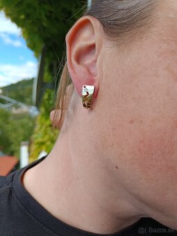Zlaté náušnice vzorované 585 - 6