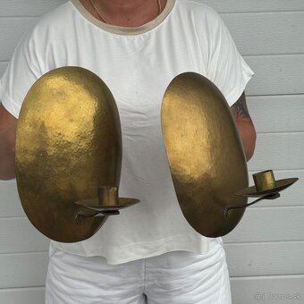 Starožitné mosazné nástěnné svícny v páru - 6