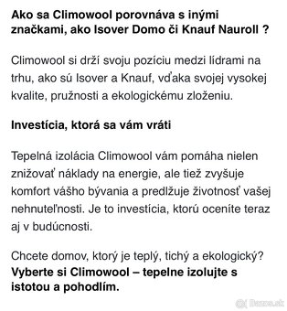 Predám tepelnú izoláciu Climwool 039 - 6
