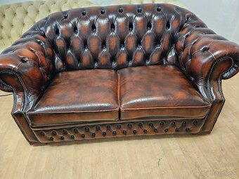 CHESTERFIELD ŠTÝL,HRUBO-KOŽENÁ SEDAČKA/PEKNÁ/3+2+1 - 6