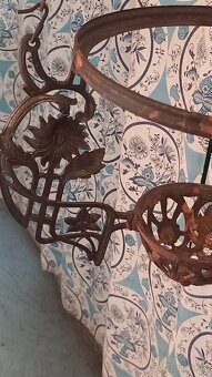 Starožitný liatinový závesný luster - 6