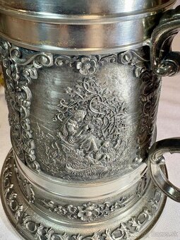 Starý nemecky cínový ryty korbel - 6