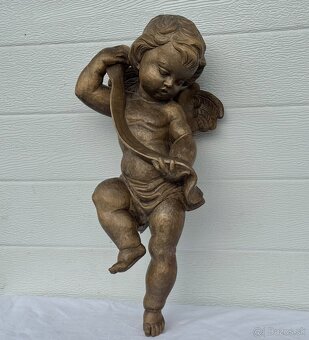 Veliká socha dřevěný krásný anděl 41cm - 6