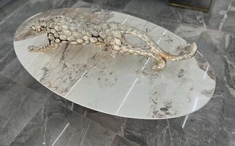 NOVÝ Zlatý konferenčný stolík Premiums mramorovou kkamenou d - 6