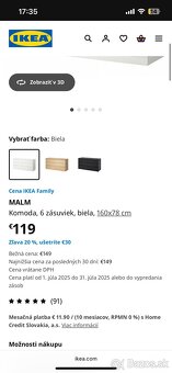 Komoda Malm 160x78cm 6 zásuviek Biela - 6