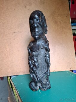 Predám starú drevorezbu rodokmeň kmeňa Makonde Tanzánia 34cm - 6