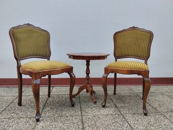 Barokní židle + taburet, rustikální, starožitný nábyte - 6