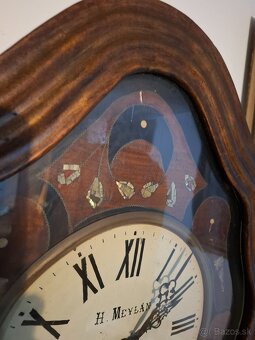 Predám funkčné starožitné nástenné Hodiny H. MEYLAN a Lons l - 6