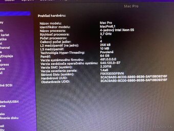 MAC Pro 6.1, 3,7 GHz 4xXeon, 64GB, 4GB Nvme HDD - 6