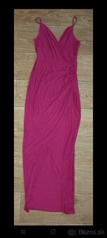 Trblietavé dlhé cyklamenove šaty na ramienka - 6