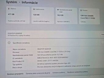 Kovovy HP Pavilion plus 14 OLED s i7 procesorom 13 generacie - 6